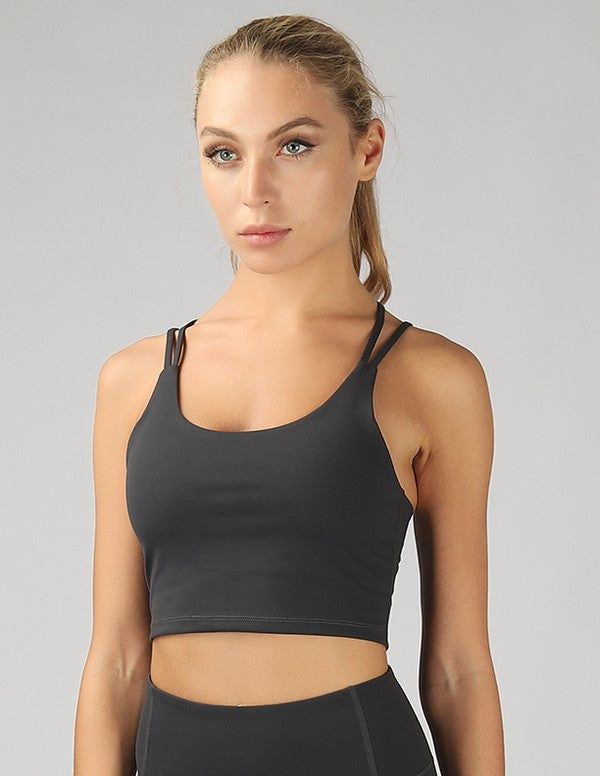 Split Shoulder Strap Crop Top us.meeeshop - 