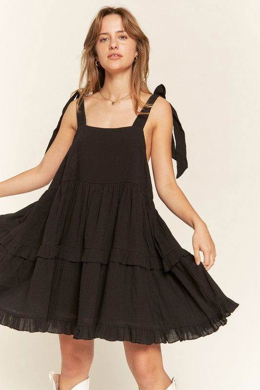 Square Neck Ruffle Dress - us.meeeshop