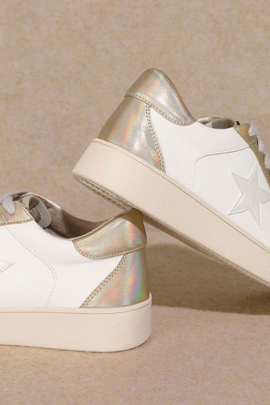 Star Low Top Sneakers-White Gold us.meeeshop - 