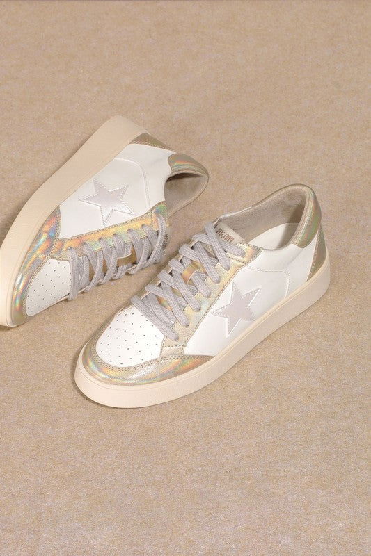 Star Low Top Sneakers-White Gold us.meeeshop - Shoes