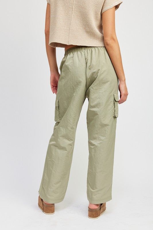 Straight Leg Pants With Elastic Waist Band us.meeeshop - 