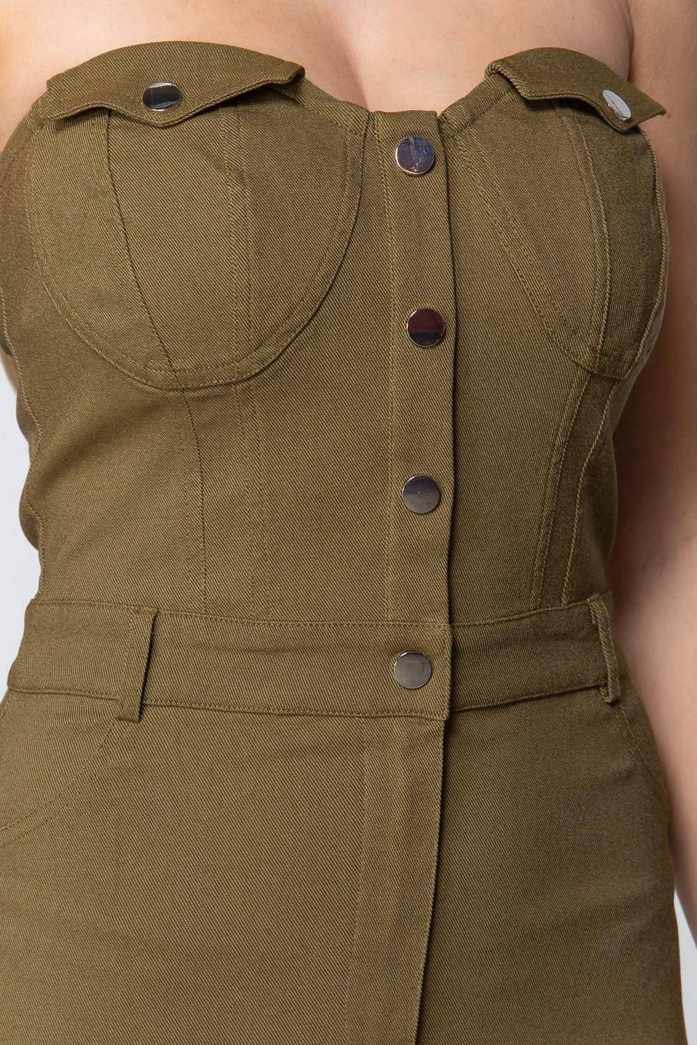 Strapless Button Down Mini Dress | us.meeeshop