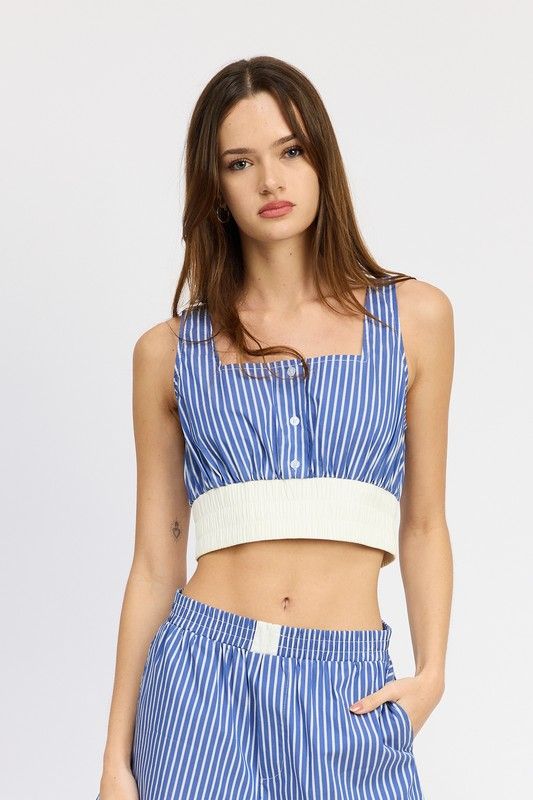 Striped Crop Tank Top us.meeeshop - Shirts & Tops