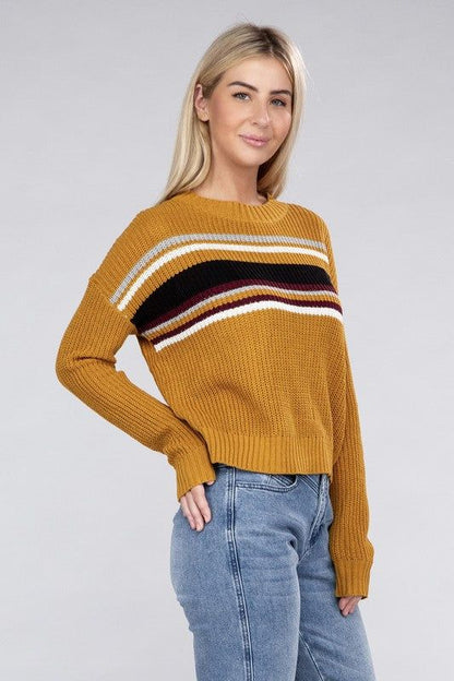 Women's Striped Pullover Sweater - us.meeeshop