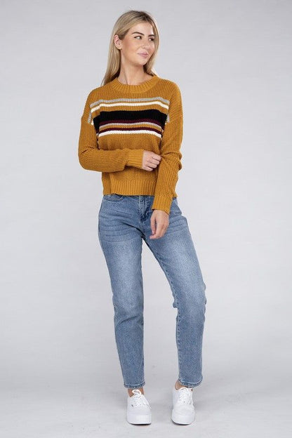 Women's Striped Pullover Sweater - us.meeeshop