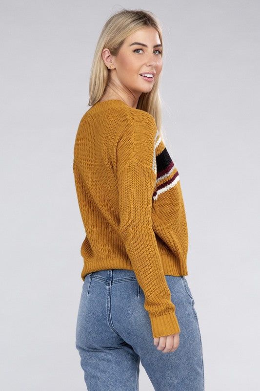 Women's Striped Pullover Sweater - us.meeeshop