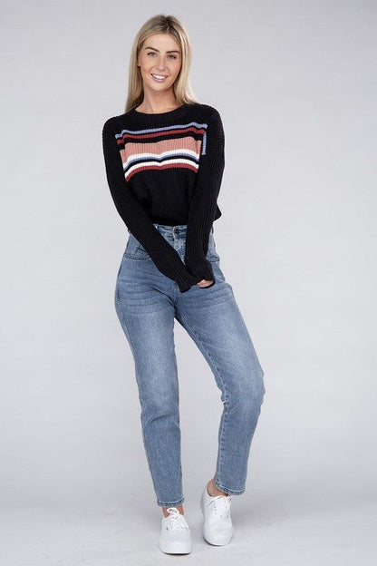 Women's Striped Pullover Sweater - us.meeeshop