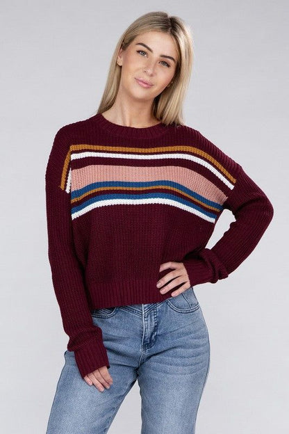 Women's Striped Pullover Sweater - us.meeeshop