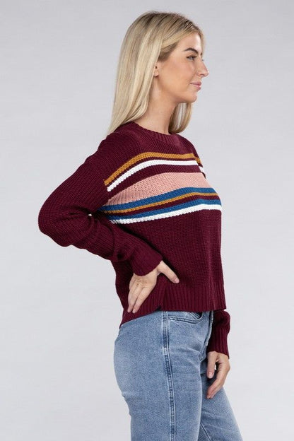 Women's Striped Pullover Sweater - us.meeeshop