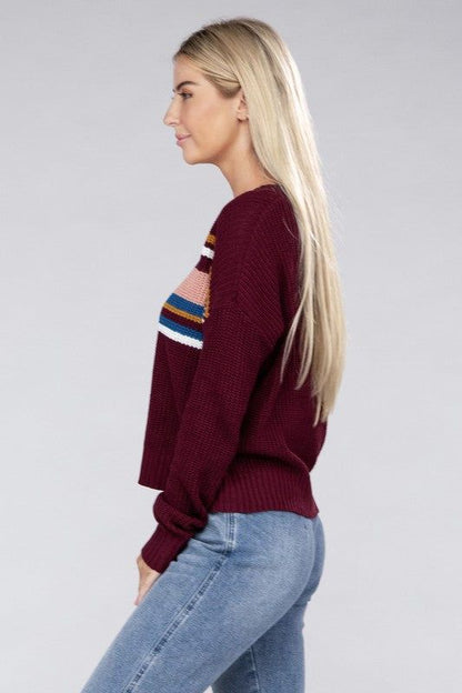 Women's Striped Pullover Sweater - us.meeeshop