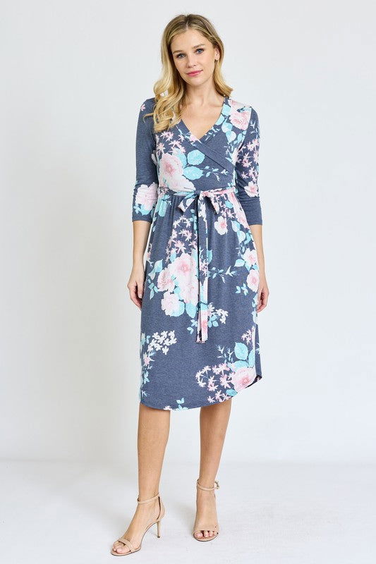 Surplice Sash Midi Dress us.meeeshop - 