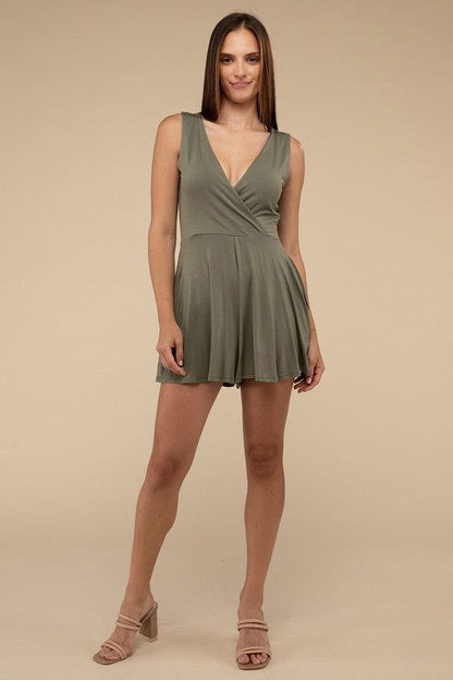 ZENANA Surplice Neckline Sleeveless Romper - us.meeeshop