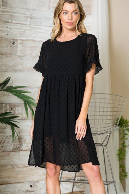 Women's Swiss Dot Chiffon Dress - us.meeeshop