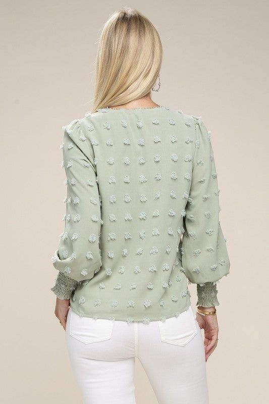 Swiss Dot Contrast Lace Blouse - us.meeeshop