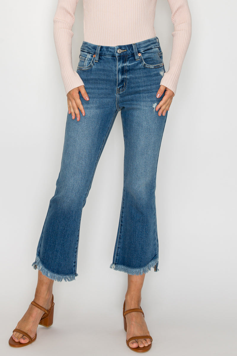 eco friendly crop Eco Friendly Crop Flare Jeans view 13 (bottom) - shop at us.meeeshop