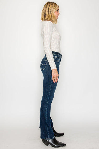 stevie tummy control Stevie Tummy Control High Rise Slim Flare Jeans (dark Wash) view 13 (bottom) - shop at us.meeeshop