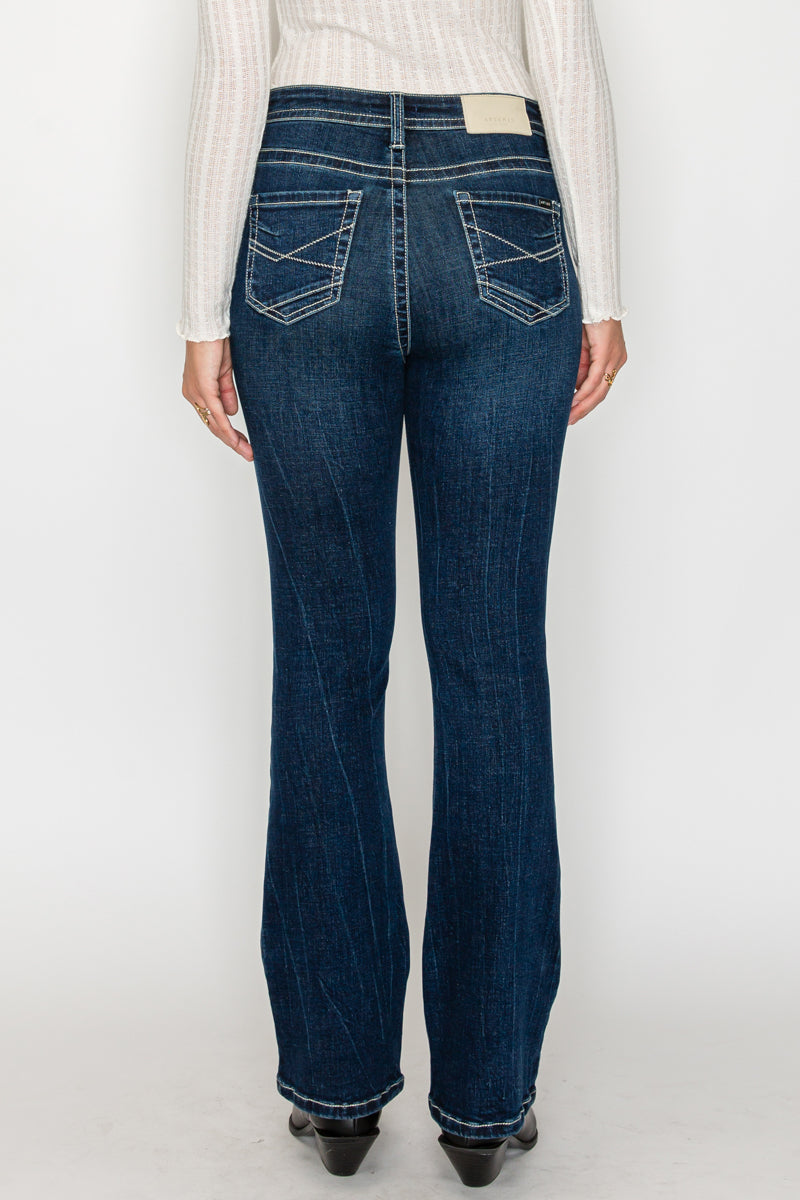 stevie tummy control Stevie Tummy Control High Rise Slim Flare Jeans (dark Wash) view 16 (bottom) - shop at us.meeeshop