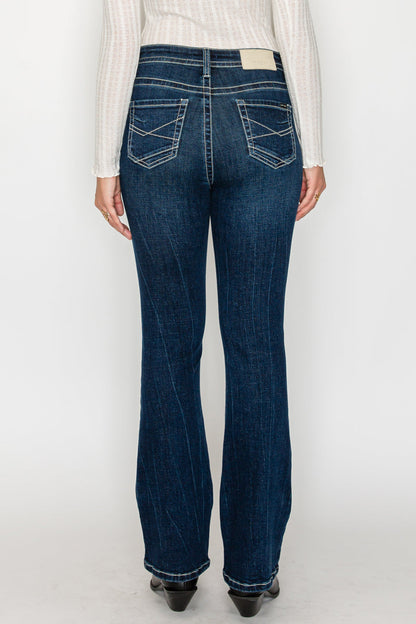 stevie tummy control Stevie Tummy Control High Rise Slim Flare Jeans (dark Wash) view 16 (bottom) - shop at us.meeeshop