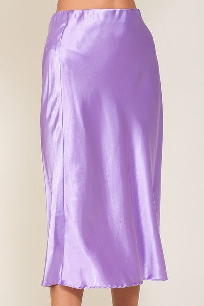 TIMING Satin Midi Flare Skirt us.meeeshop - 