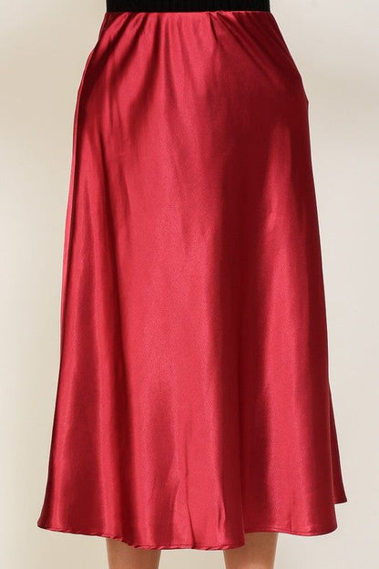 Women's TIMING Satin Midi Flare Skirt - us.meeeshop