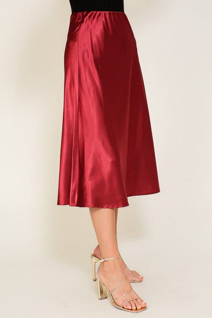 Women's TIMING Satin Midi Flare Skirt - us.meeeshop