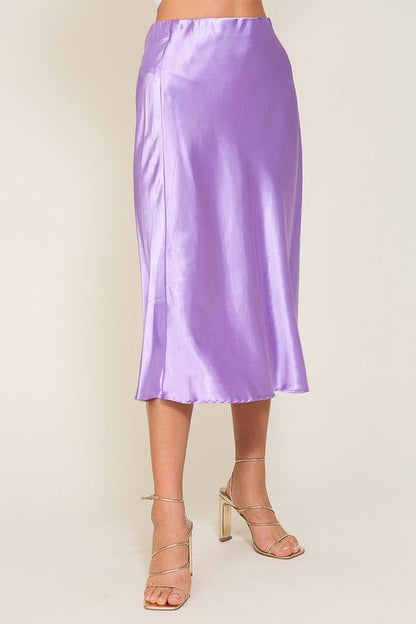 Women's TIMING Satin Midi Flare Skirt - us.meeeshop