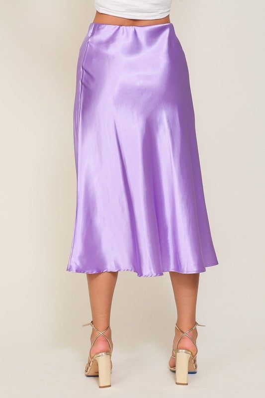 Women's TIMING Satin Midi Flare Skirt - us.meeeshop