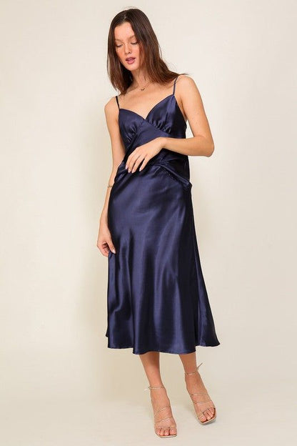 Women's TIMING Satin Midi Flare Skirt - us.meeeshop