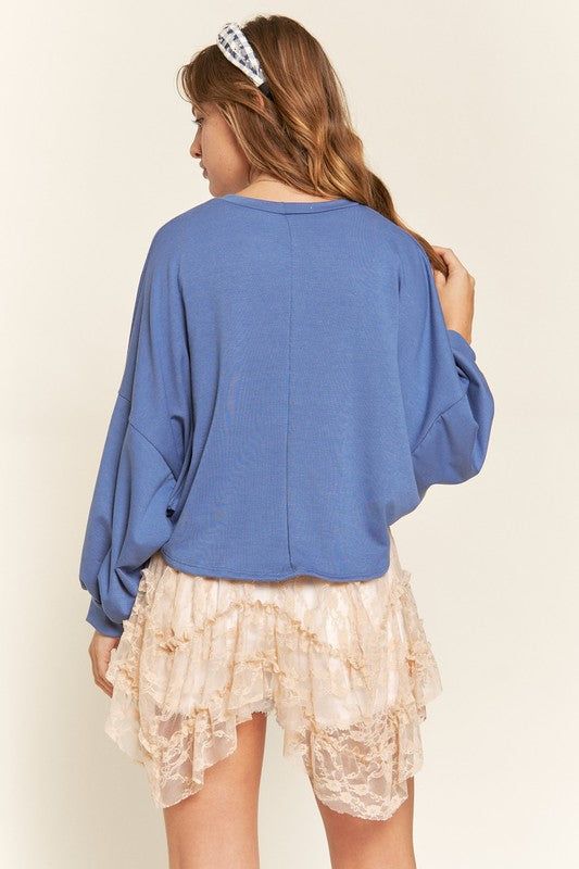 Terry Batwing Sleeve Top us.meeeshop - 