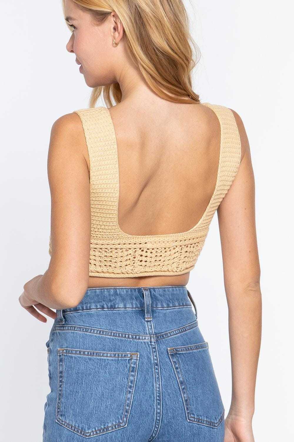 Textured Crop Sweater Tank Top | us.meeeshop