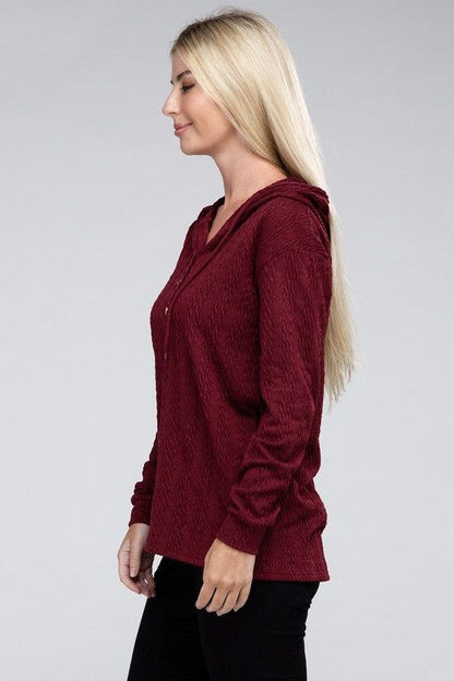 Textured Fabric Pullover Hoodie us.meeeshop - 