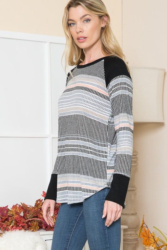 Textured Stripe Knit Top us.meeeshop - 