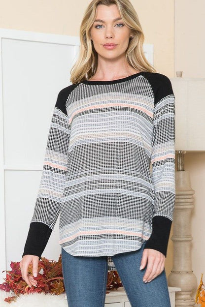 Textured Stripe Knit Top us.meeeshop - 