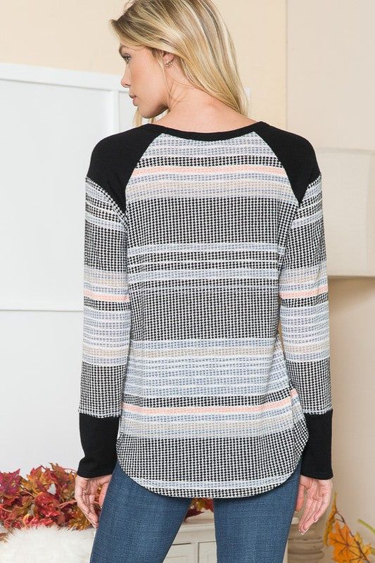 Textured Stripe Knit Top us.meeeshop - 