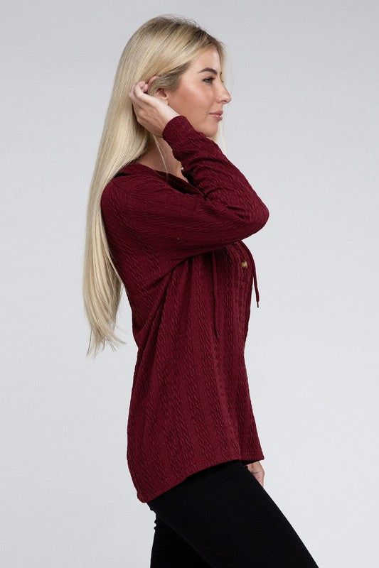 Textured Fabric Pullover Hoodie - us.meeeshop