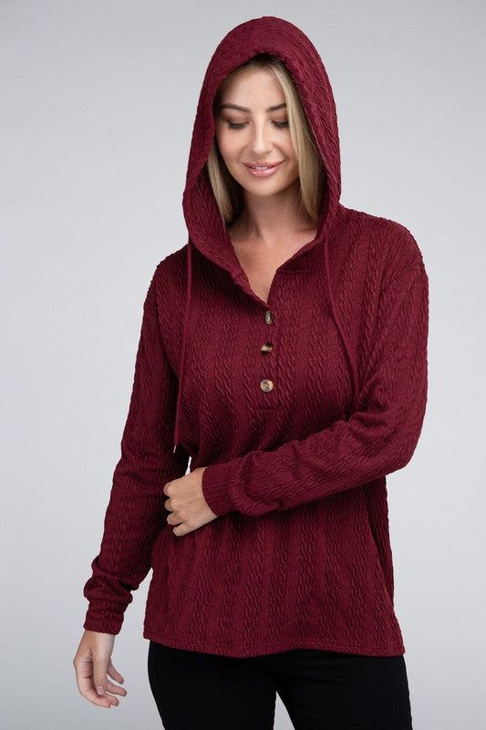 Textured Fabric Pullover Hoodie - us.meeeshop