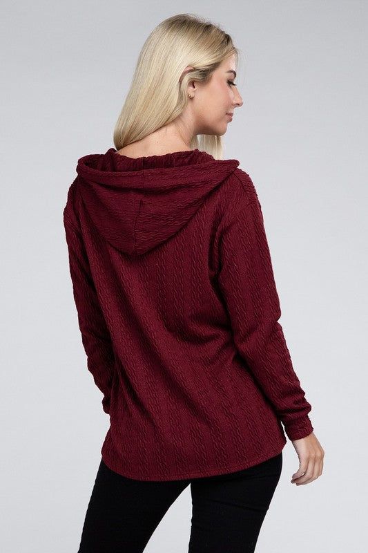 Textured Fabric Pullover Hoodie - us.meeeshop