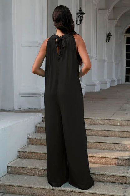 Tie Back Cutout Sleeveless Jumpsuit us.meeeshop - 