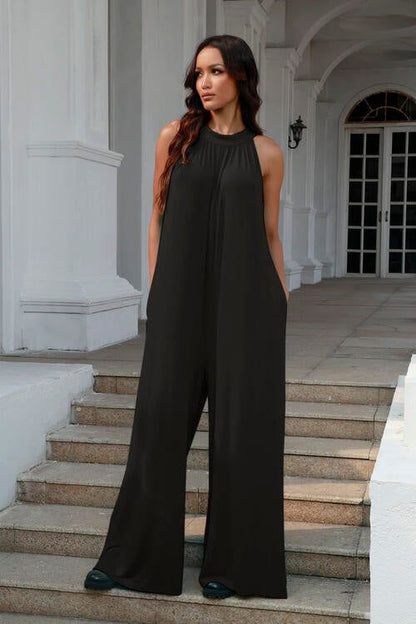 Tie Back Cutout Sleeveless Jumpsuit us.meeeshop - 