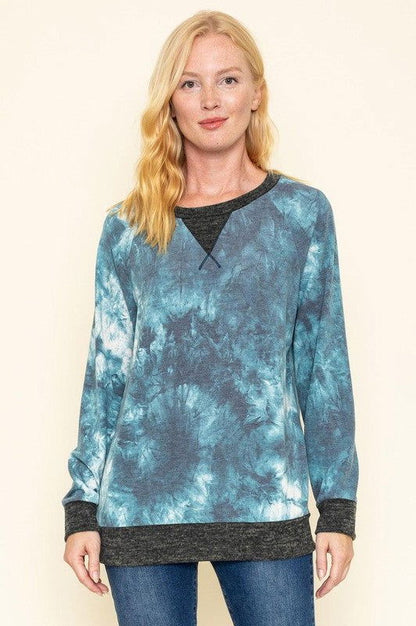 Tie Dye Raglan Two Tone Tunic us.meeeshop - Shirts & Tops