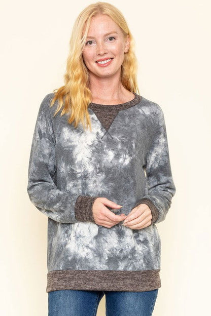 Tie Dye Raglan Two Tone Tunic us.meeeshop - 