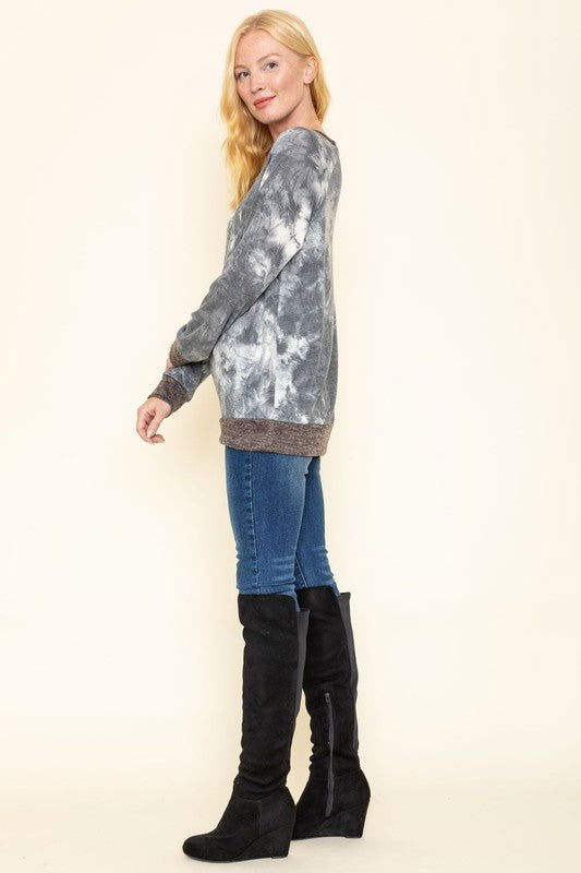 Tie Dye Raglan Two Tone Tunic us.meeeshop - 