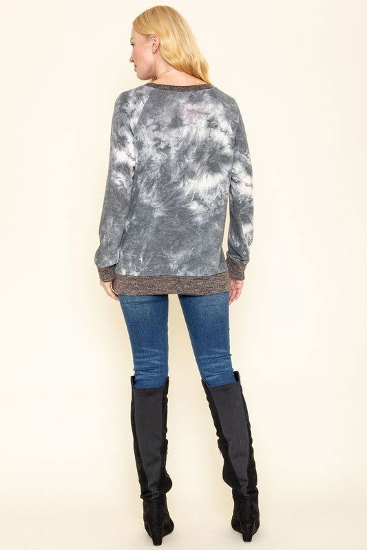 Tie Dye Raglan Two Tone Tunic us.meeeshop - 