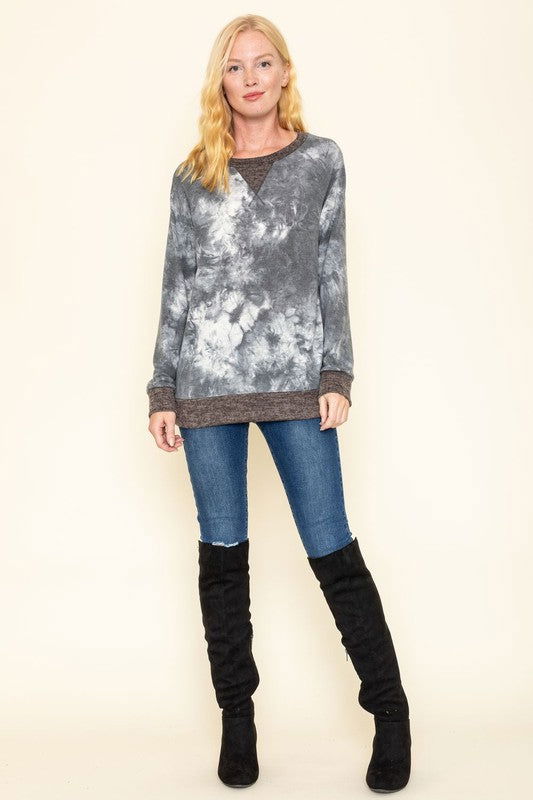 Tie Dye Raglan Two Tone Tunic us.meeeshop - 