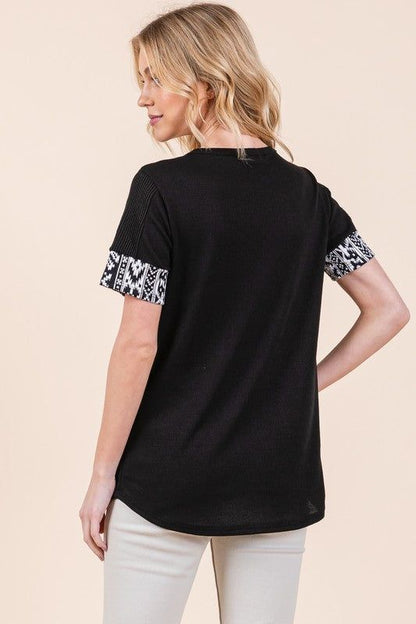 Tie Front Short Sleeve Top us.meeeshop - 