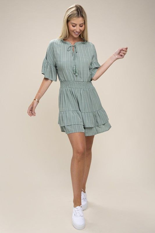 Tie Neck  Dress Layer Hem Dress us.meeeshop - 