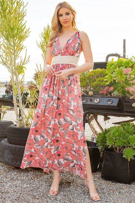 Tie Back Floral Dress - us.meeeshop