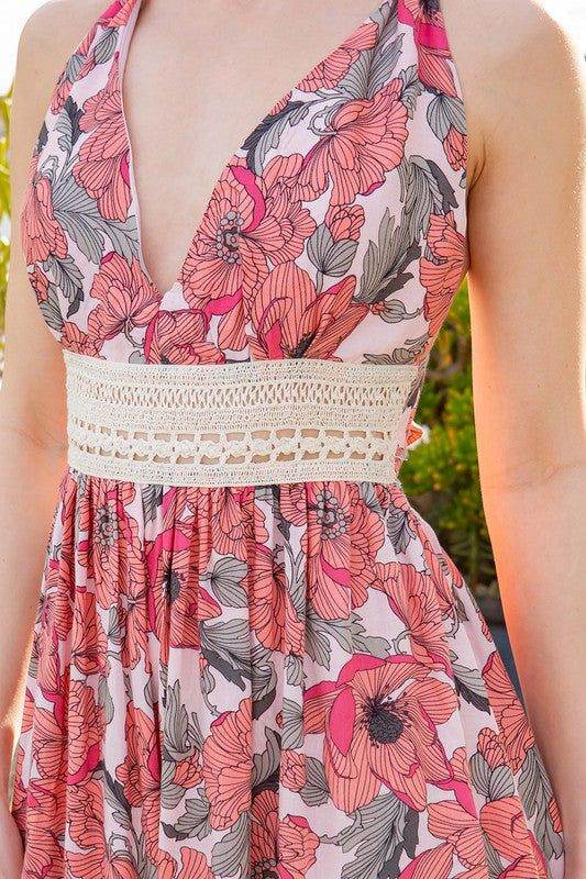 Tie Back Floral Dress - us.meeeshop