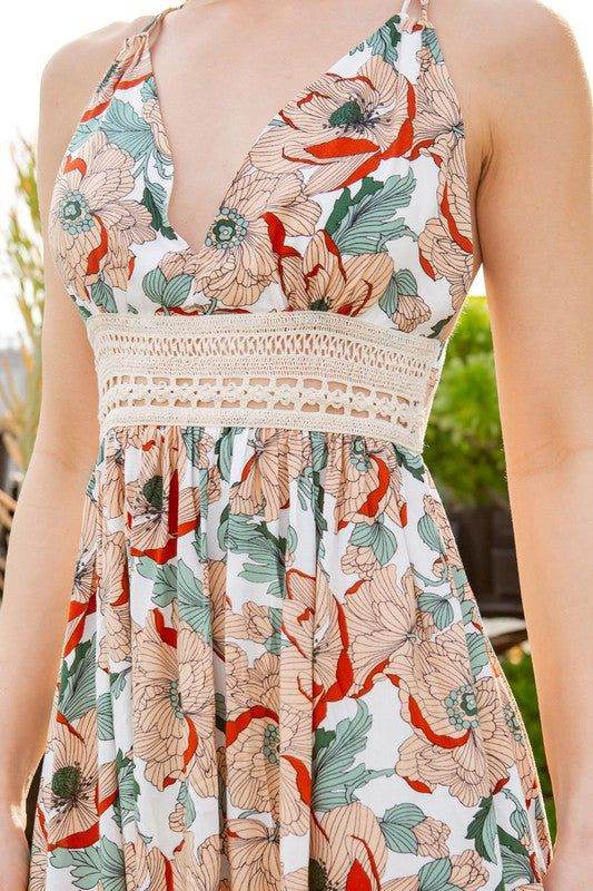 Tie Back Floral Dress - us.meeeshop