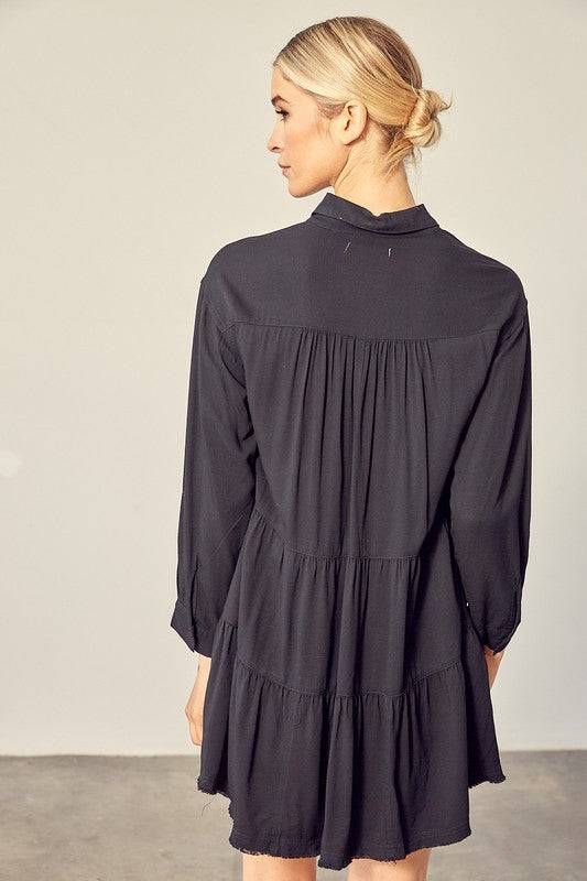 Tiered Mini Shirtdress us.meeeshop - 